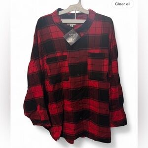 Size 4X Ava Viv Women’s Red Plaid Long Sleeve